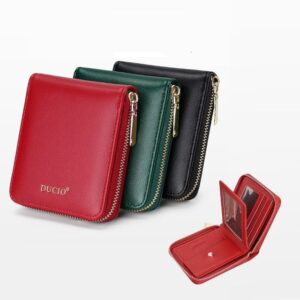 レディース 二つ折り ラウンドファスナー財布 レッド グリーン ブラック PUレザー