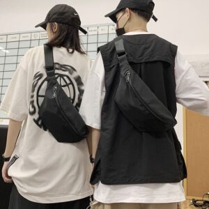 ボディバッグ メンズ レディース シンプルデザイン ナイロン系 ブラック 斜め掛け