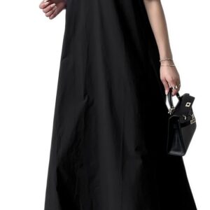 半袖ロングワンピース Aライン Vネック ゆったり